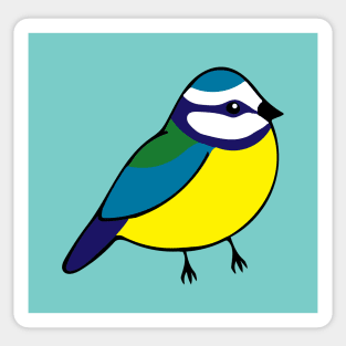 Bluetit print on turquoise Sticker